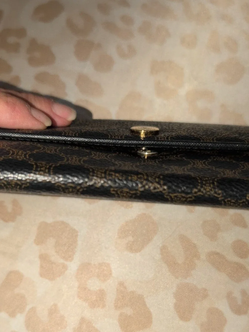 Celine Black Macadam Monogram Canvas Continental Wallet  - Vintage